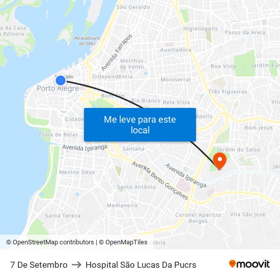 7 De Setembro to Hospital São Lucas Da Pucrs map
