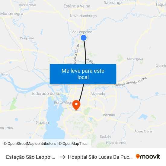 Estação São Leopoldo to Hospital São Lucas Da Pucrs map