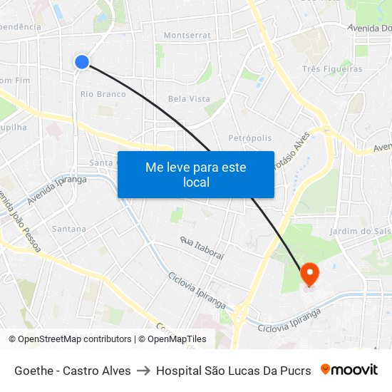 Goethe - Castro Alves to Hospital São Lucas Da Pucrs map