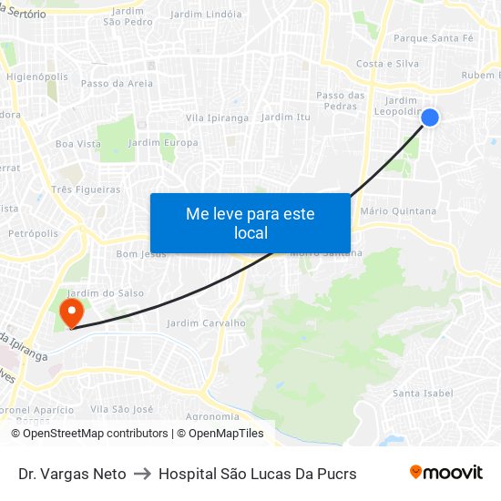 Dr. Vargas Neto to Hospital São Lucas Da Pucrs map
