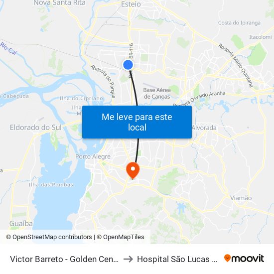 Victor Barreto - Golden Center (Box B) to Hospital São Lucas Da Pucrs map