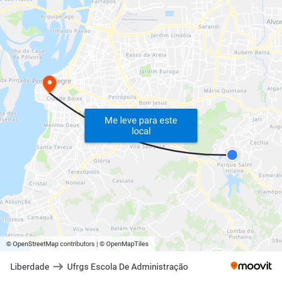 Liberdade to Ufrgs Escola De Administração map