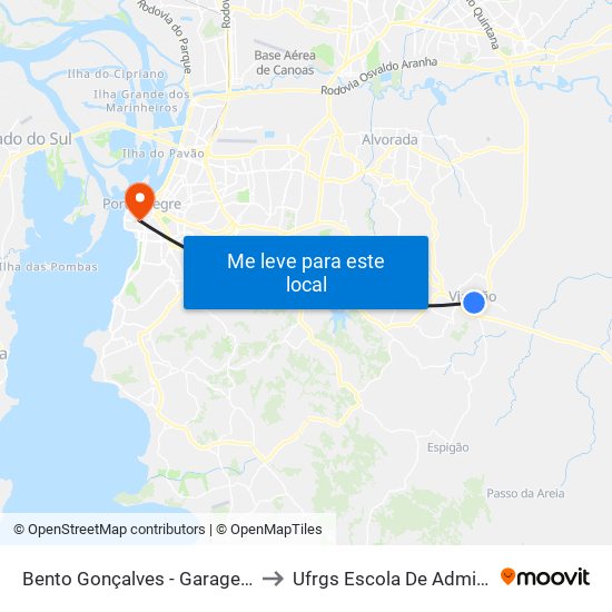 Bento Gonçalves - Garagem Viamão to Ufrgs Escola De Administração map