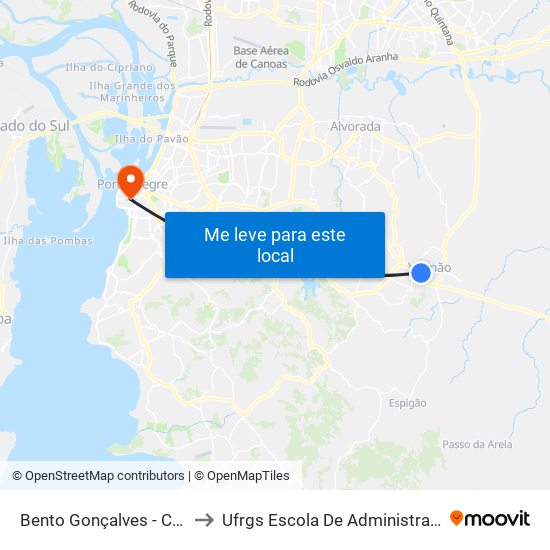 Bento Gonçalves - Ceee to Ufrgs Escola De Administração map
