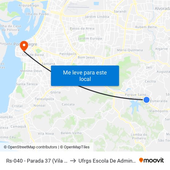 Rs-040 - Parada 37 (Vila Gaúcha) to Ufrgs Escola De Administração map