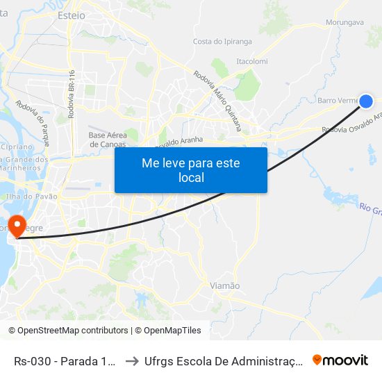 Rs-030 - Parada 107 to Ufrgs Escola De Administração map