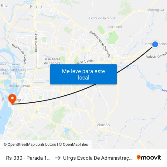 Rs-030 - Parada 103 to Ufrgs Escola De Administração map