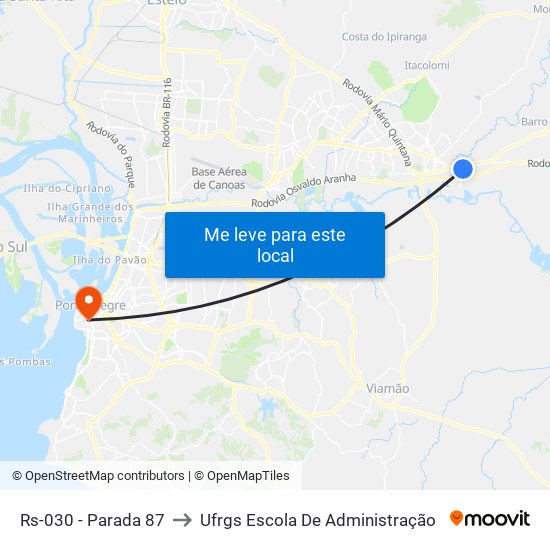 Rs-030 - Parada 87 to Ufrgs Escola De Administração map