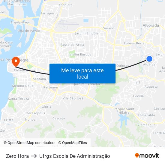 Zero Hora to Ufrgs Escola De Administração map