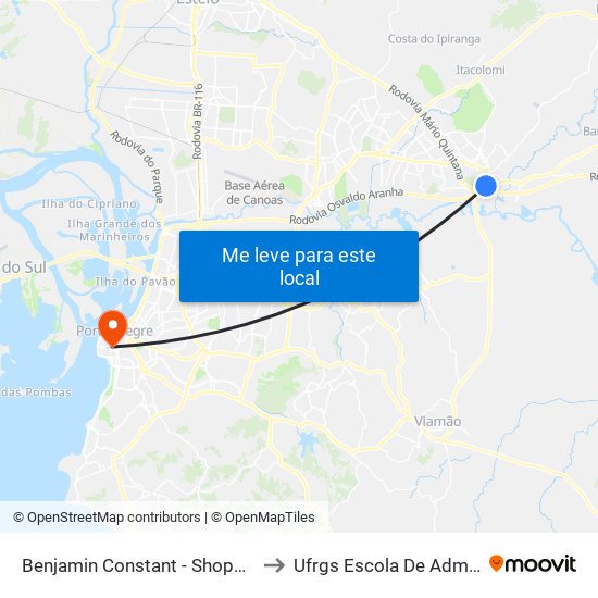 Benjamin Constant - Shopping Gravataí to Ufrgs Escola De Administração map