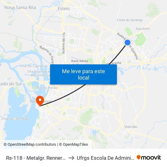 Rs-118 - Metalgr. Renner / Havan to Ufrgs Escola De Administração map