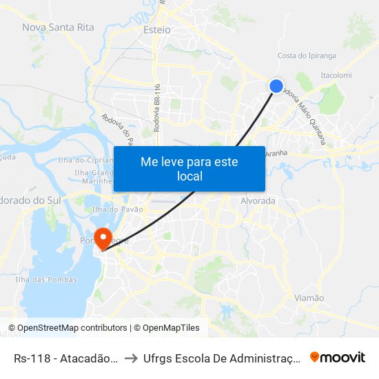 Rs-118 - Atacadãors to Ufrgs Escola De Administração map