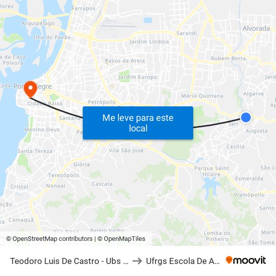Teodoro Luis De Castro - Ubs Augusta Meneghini to Ufrgs Escola De Administração map