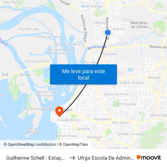Guilherme Schell - Estação Niterói to Ufrgs Escola De Administração map