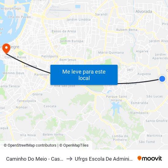 Caminho Do Meio - Castelinho to Ufrgs Escola De Administração map