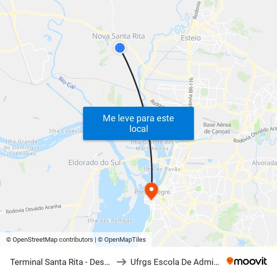 Terminal Santa Rita - Desembarque to Ufrgs Escola De Administração map