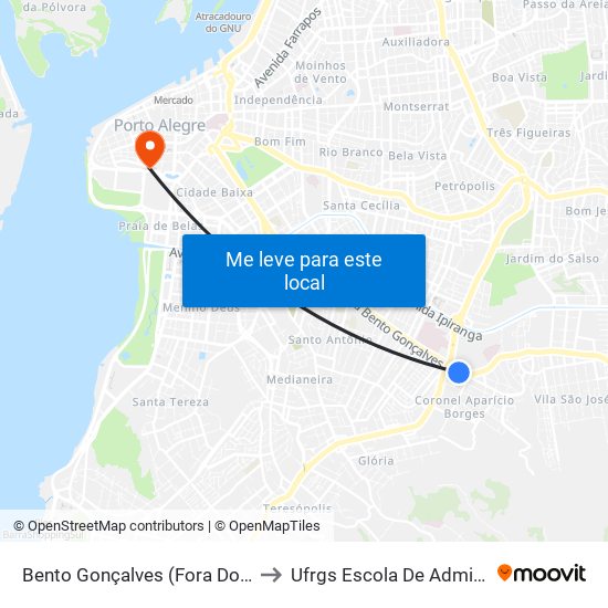 Bento Gonçalves (Fora Do Corredor) to Ufrgs Escola De Administração map