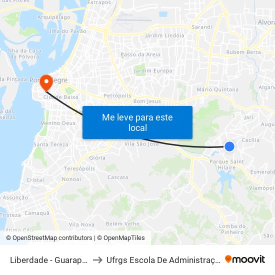 Liberdade - Guarapari to Ufrgs Escola De Administração map