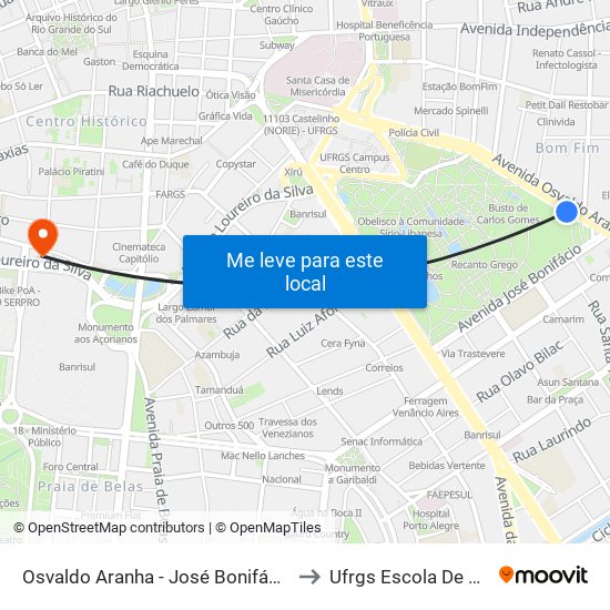 Osvaldo Aranha - José Bonifácio (Fora Do Corredor) to Ufrgs Escola De Administração map