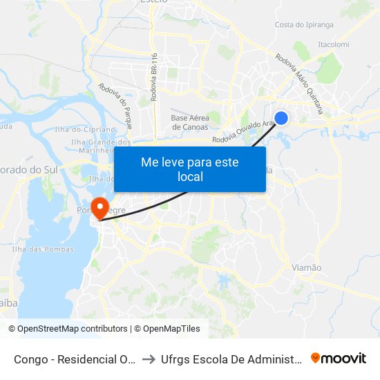 Congo - Residencial Olinda to Ufrgs Escola De Administração map