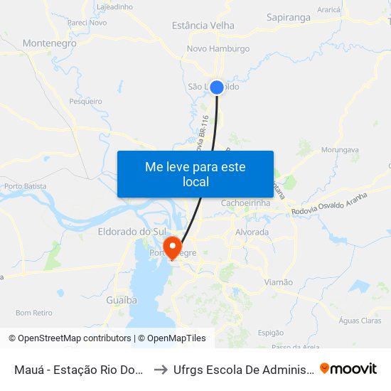 Mauá - Estação Rio Dos Sinos to Ufrgs Escola De Administração map