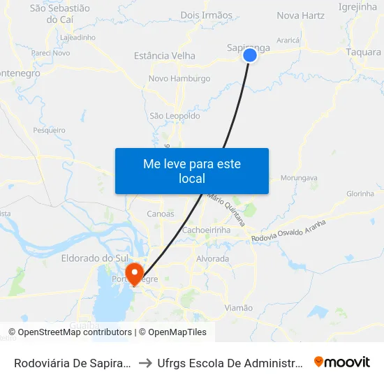 Rodoviária De Sapiranga to Ufrgs Escola De Administração map
