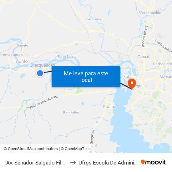 Av. Senador Salgado Filho, 1251 to Ufrgs Escola De Administração map