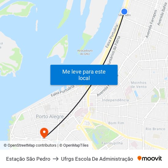Estação São Pedro to Ufrgs Escola De Administração map