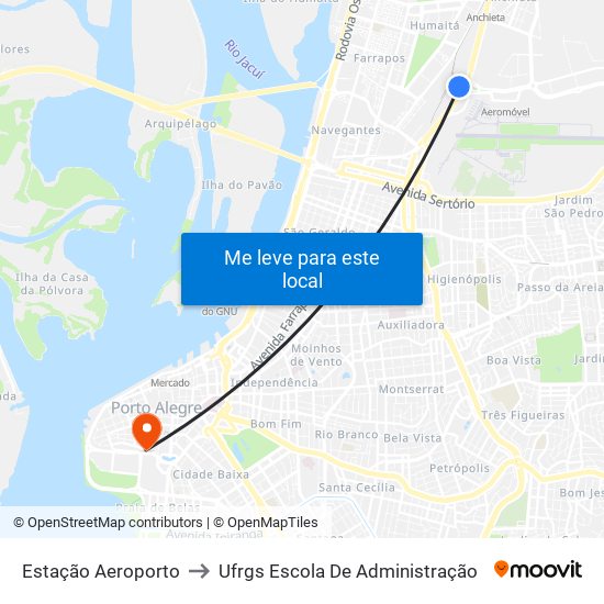 Estação Aeroporto to Ufrgs Escola De Administração map