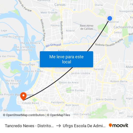 Tancredo Neves - Distrito Industrial to Ufrgs Escola De Administração map