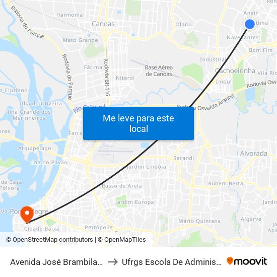 Avenida José Brambila, 1389 to Ufrgs Escola De Administração map