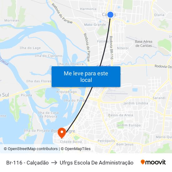 Br-116 - Calçadão to Ufrgs Escola De Administração map