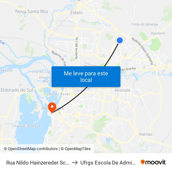 Rua Nildo Hainzereder Schutz, 433 to Ufrgs Escola De Administração map