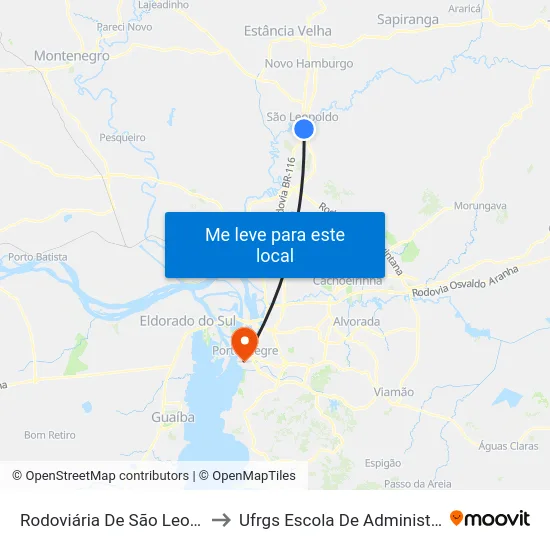 Rodoviária De São Leopoldo to Ufrgs Escola De Administração map