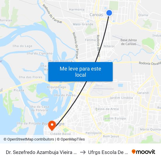 Dr. Sezefredo Azambuja Vieira - Park Shopping Canoas to Ufrgs Escola De Administração map