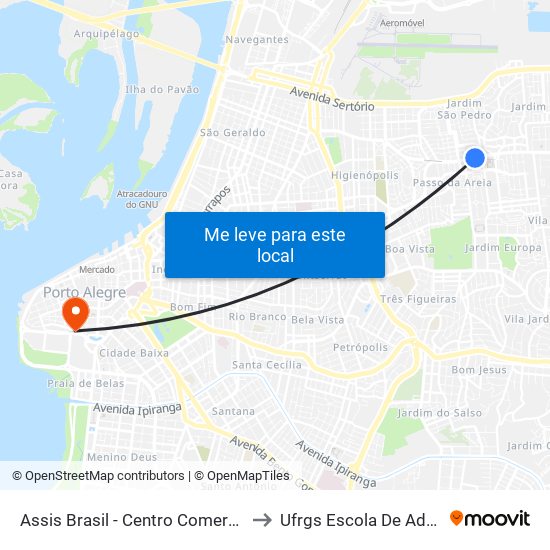 Assis Brasil - Centro Comercial [Bairro - Bc] to Ufrgs Escola De Administração map