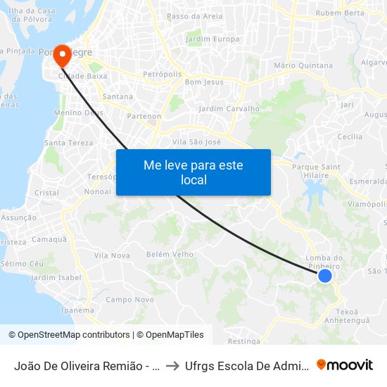 João De Oliveira Remião - Parada 17 to Ufrgs Escola De Administração map