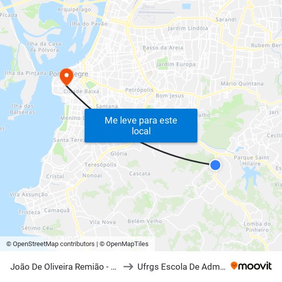 João De Oliveira Remião - Parada 01-A to Ufrgs Escola De Administração map