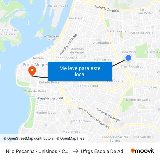 Nilo Peçanha - Unisinos / Colégio Anchieta to Ufrgs Escola De Administração map