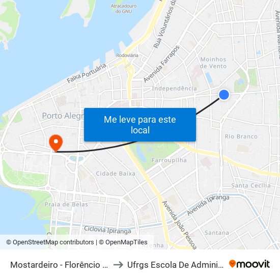 Mostardeiro - Florêncio Ygartua to Ufrgs Escola De Administração map