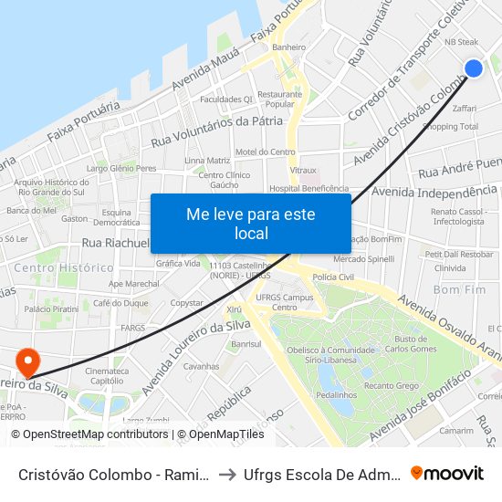 Cristóvão Colombo - Ramiro Barcelos to Ufrgs Escola De Administração map