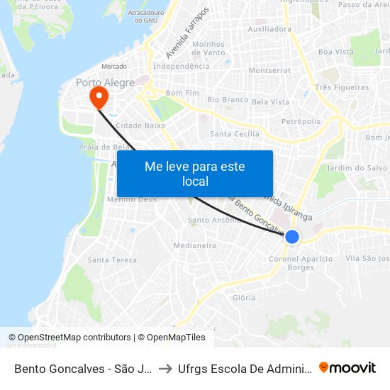 Bento Goncalves - São Jorge Bc to Ufrgs Escola De Administração map