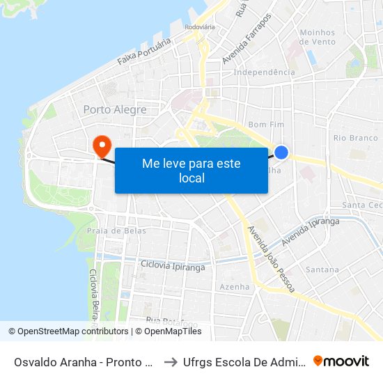 Osvaldo Aranha - Pronto Socorro Cb to Ufrgs Escola De Administração map