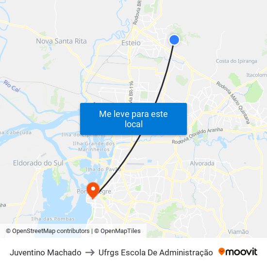 Juventino Machado to Ufrgs Escola De Administração map
