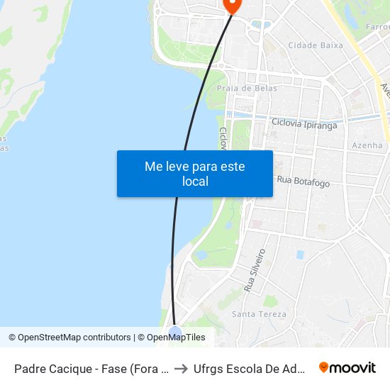 Padre Cacique - Fase (Fora Do Corredor) to Ufrgs Escola De Administração map