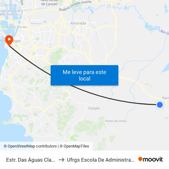 Estr. Das Águas Claras to Ufrgs Escola De Administração map
