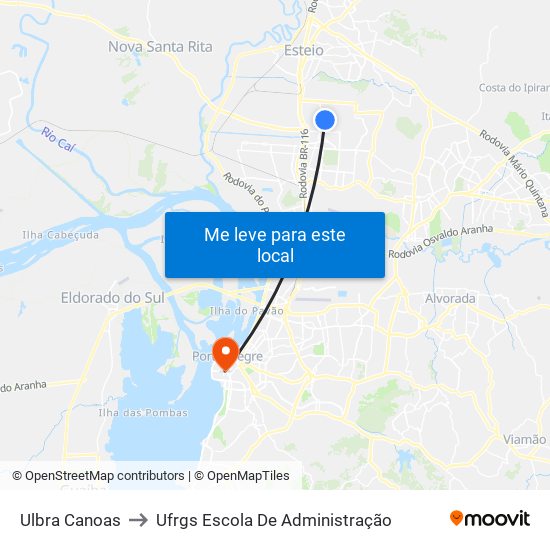 Ulbra Canoas to Ufrgs Escola De Administração map
