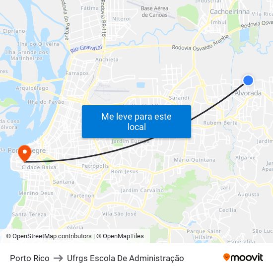 Porto Rico to Ufrgs Escola De Administração map