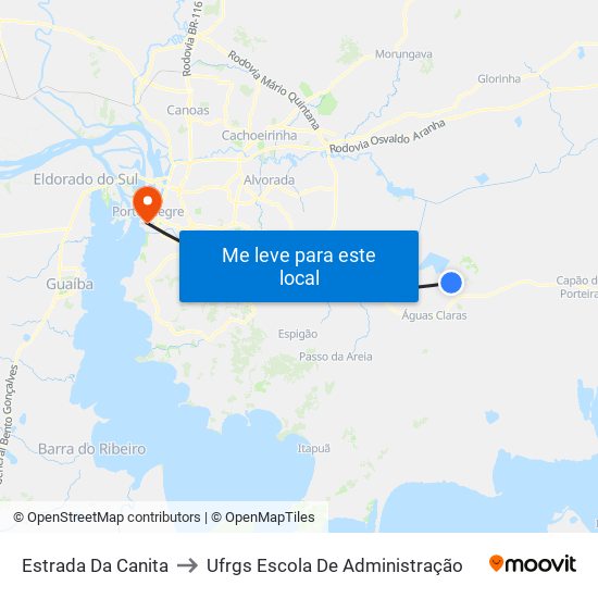 Estrada Da Canita to Ufrgs Escola De Administração map