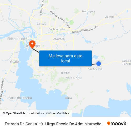 Estrada Da Canita to Ufrgs Escola De Administração map